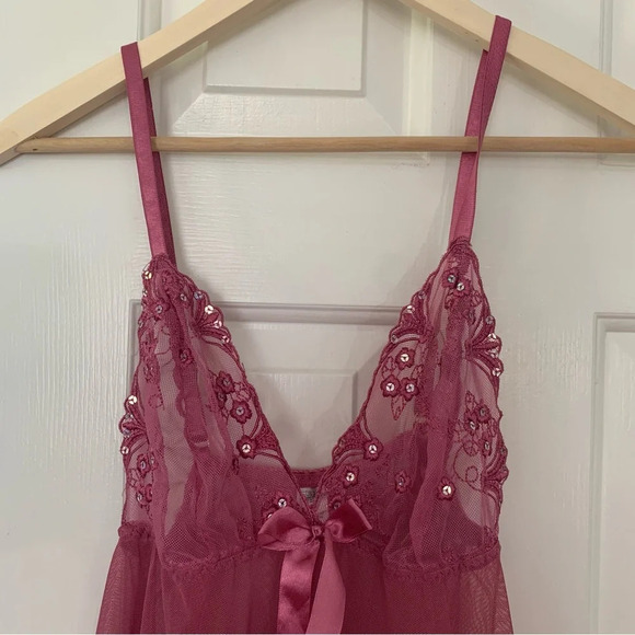 Pink Purple Mini Slip Dress Chemise Romantic Womens Size Medium - Picture 3 of 7